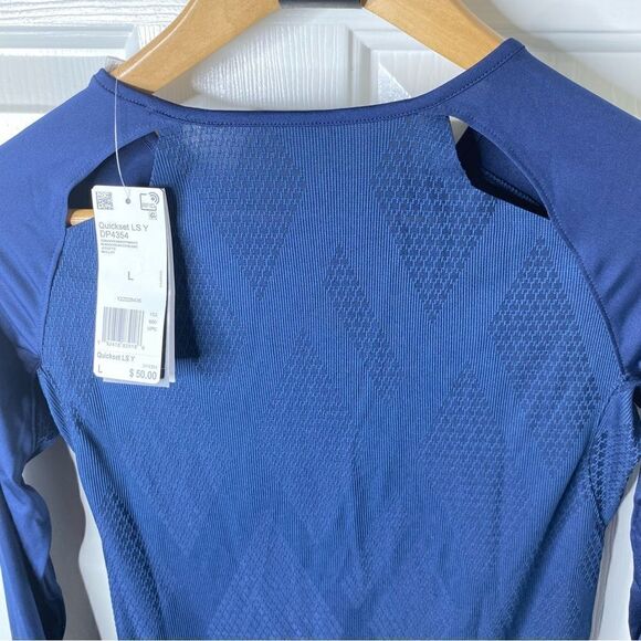 Women’s Adidas Quickset Long Sleeve Jersey Navy Blue New With Tags Breathable Lg - Picture 5 of 6